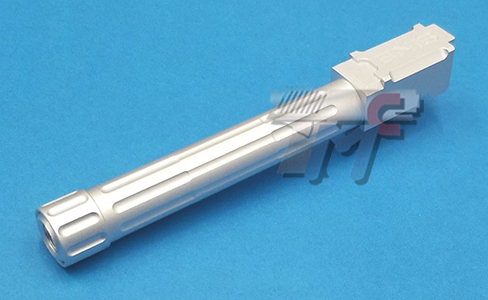 5KU Aluminum 9INE Threaded Barrel For Tokyo Marui Glock 17 GBB (14mm-)(Silver) - Click Image to Close